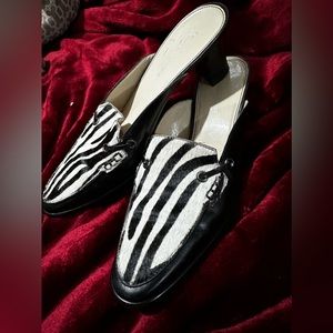 Etienne Aigner zebra clogs/loafers, size 8 1/2, black and white. Used- like new